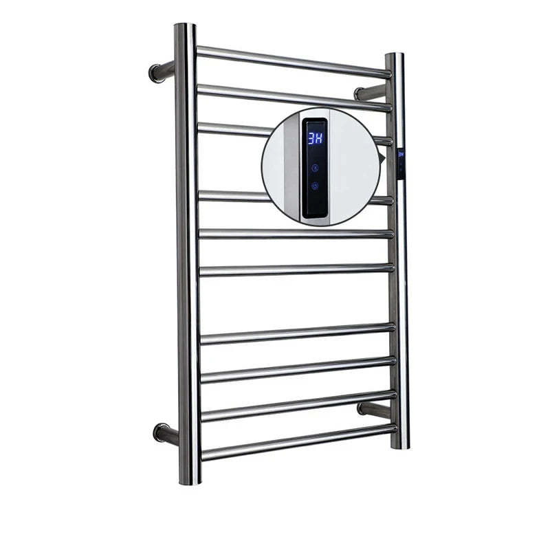 Smart Heated Towel Rack in 304 Stainless Steel – Wall-Mounted, Wi-Fi Control, Timer & Temperature Adjustable (110V/220V)