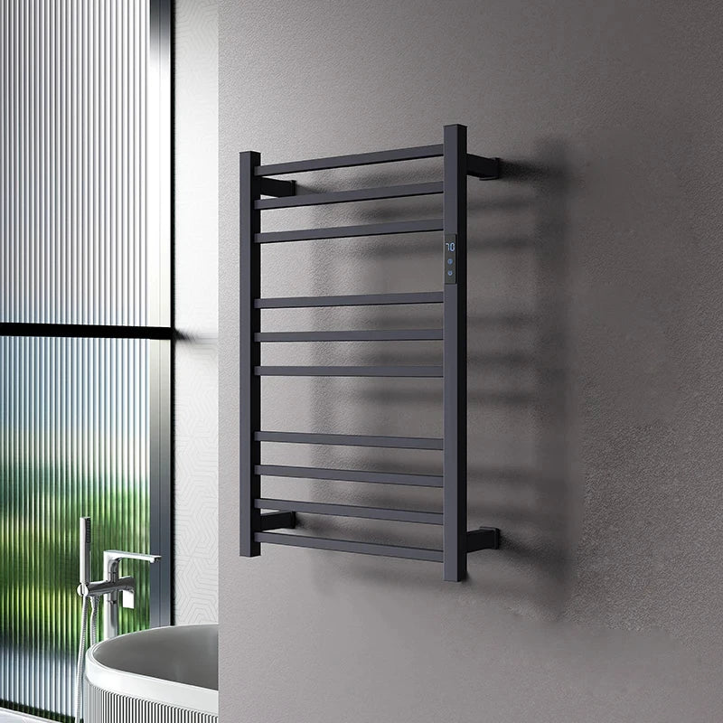 Smart Heated Towel Rack in 304 Stainless Steel – Wall-Mounted, Wi-Fi Control, Timer & Temperature Adjustable (110V/220V)