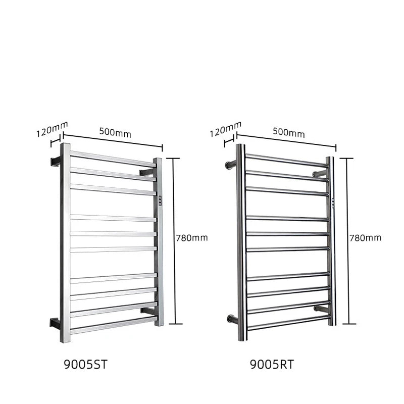 Smart Heated Towel Rack in 304 Stainless Steel – Wall-Mounted, Wi-Fi Control, Timer & Temperature Adjustable (110V/220V)