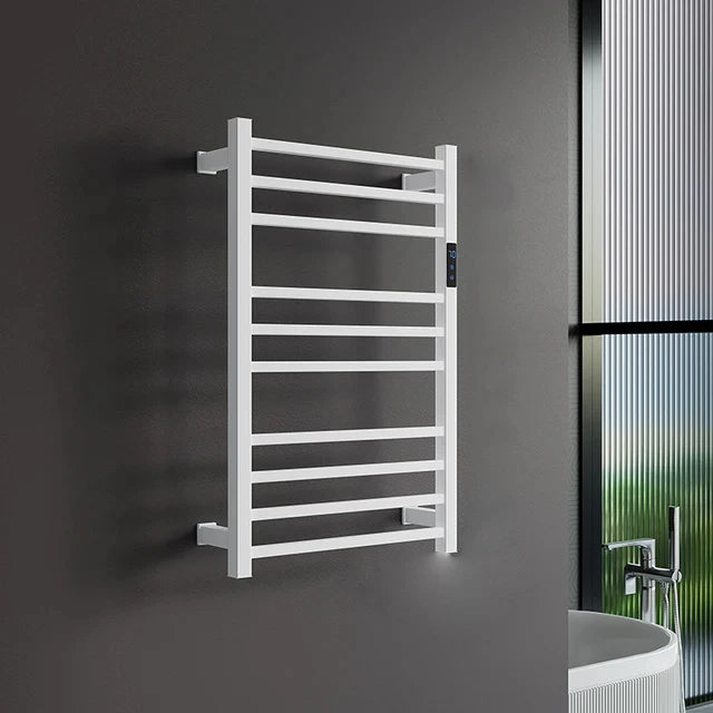 Smart Heated Towel Rack in 304 Stainless Steel – Wall-Mounted, Wi-Fi Control, Timer & Temperature Adjustable (110V/220V)