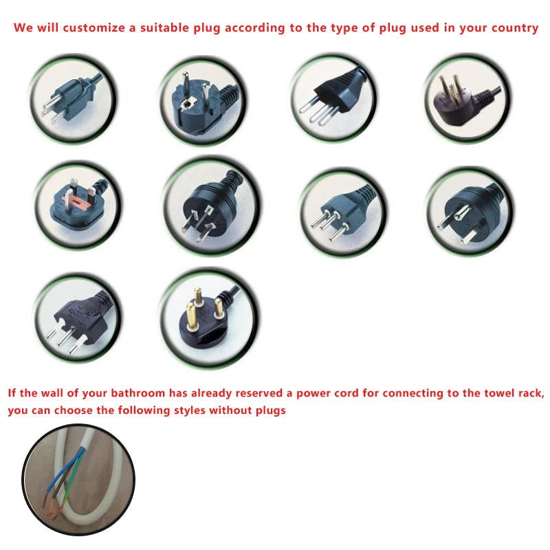 Smart Heated Towel Rack in 304 Stainless Steel – Wall-Mounted, Wi-Fi Control, Timer & Temperature Adjustable (110V/220V)