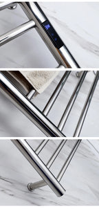 Smart Heated Towel Rack in 304 Stainless Steel – Wall-Mounted, Wi-Fi Control, Timer & Temperature Adjustable (110V/220V)